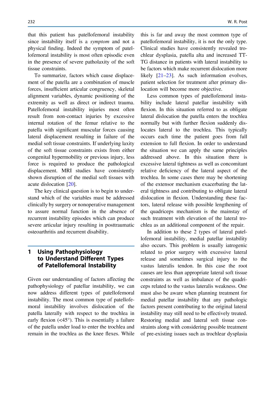 1 Using Pathophysiology to Understand Different Types of Patellofemoral Instability