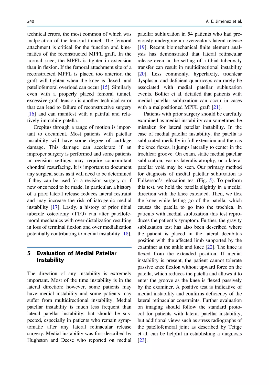 5 Evaluation of Medial Patellar Instability