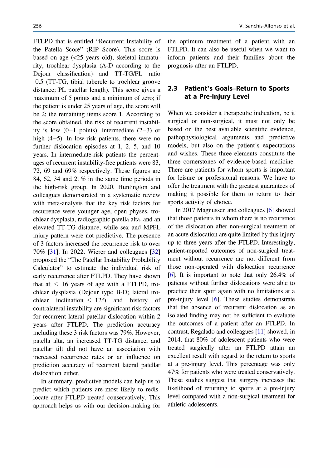 2.3 Patient’s Goals–Return to Sports at a Pre-Injury Level