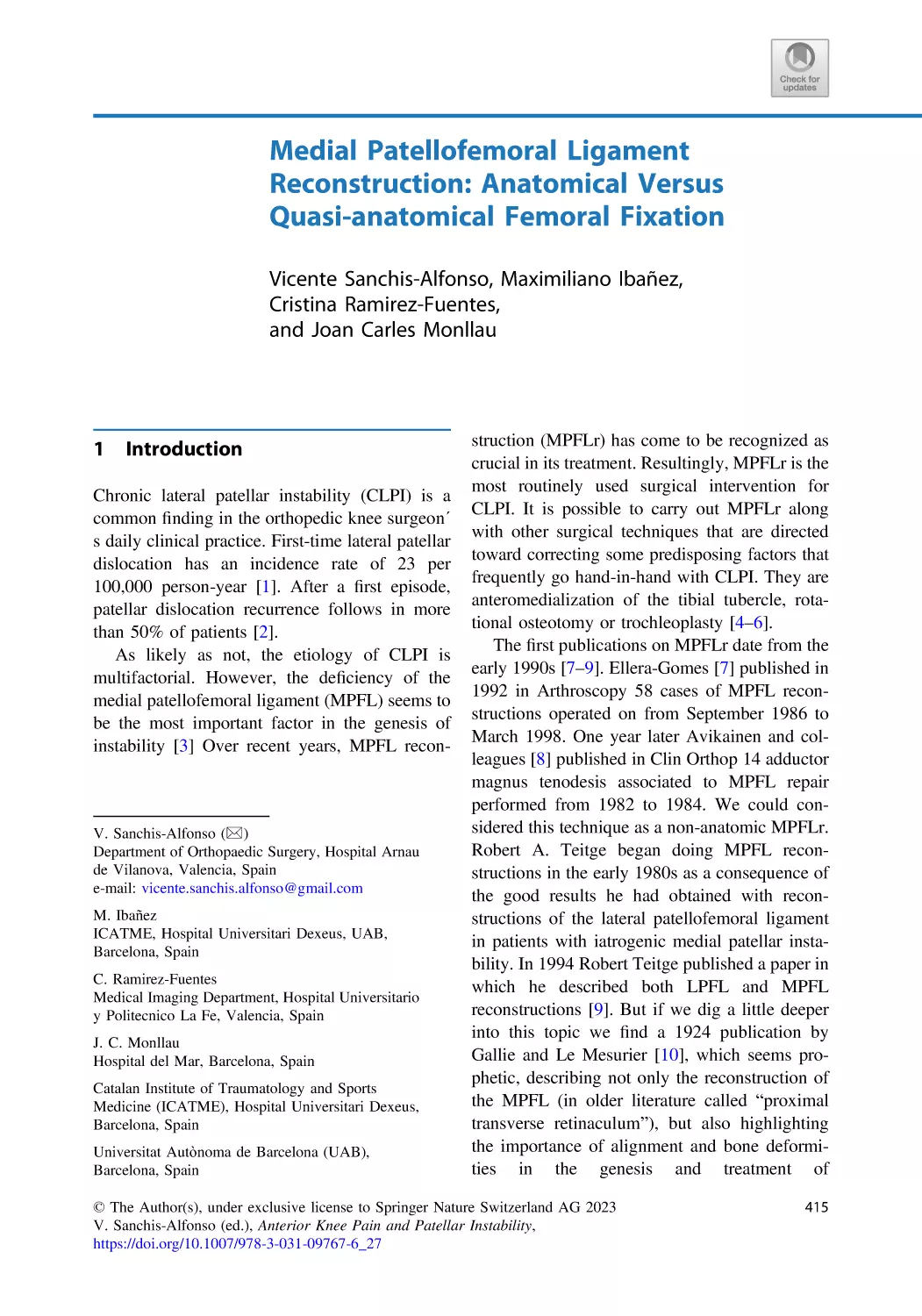 27 Medial Patellofemoral Ligament Reconstruction
1 Introduction