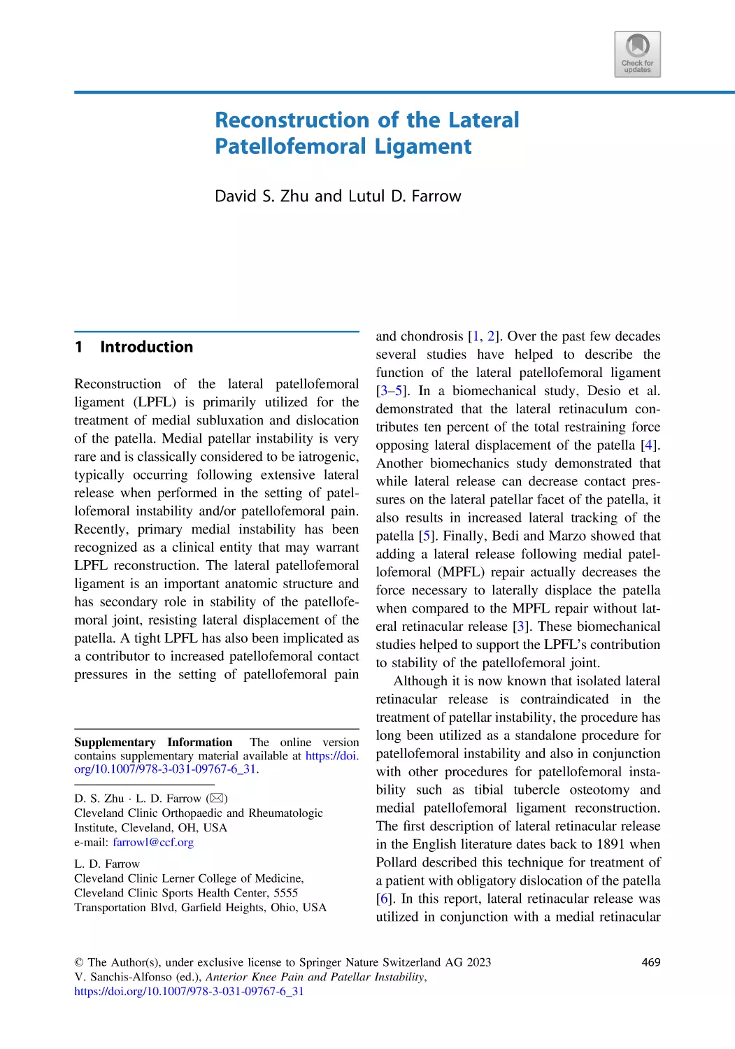 31 Reconstruction of the Lateral Patellofemoral Ligament
1 Introduction