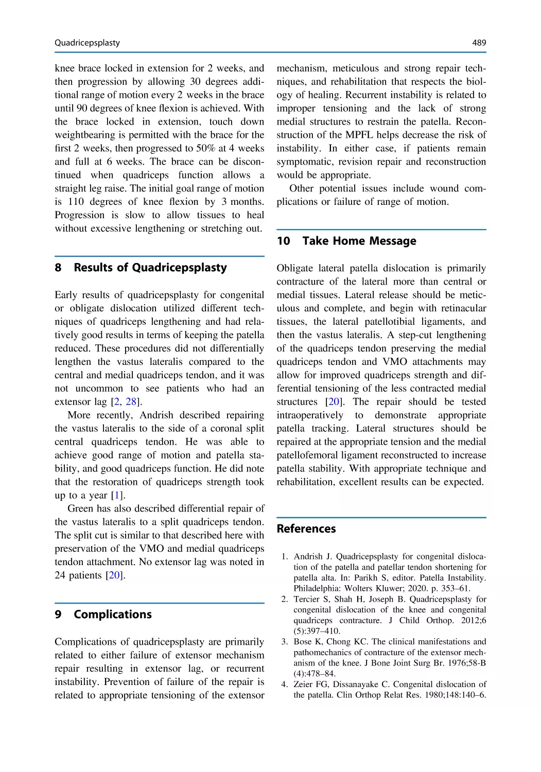 8 Results of Quadricepsplasty
9 Complications
10 Take Home Message
References