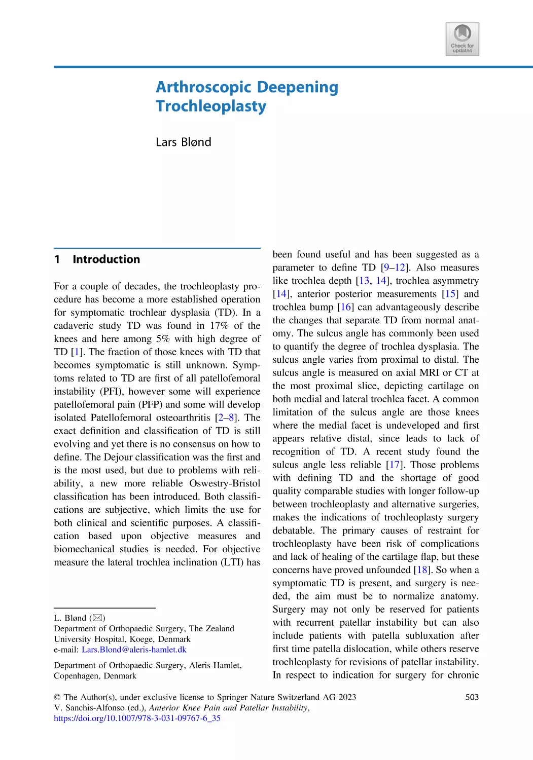 35 Arthroscopic Deepening Trochleoplasty
1 Introduction