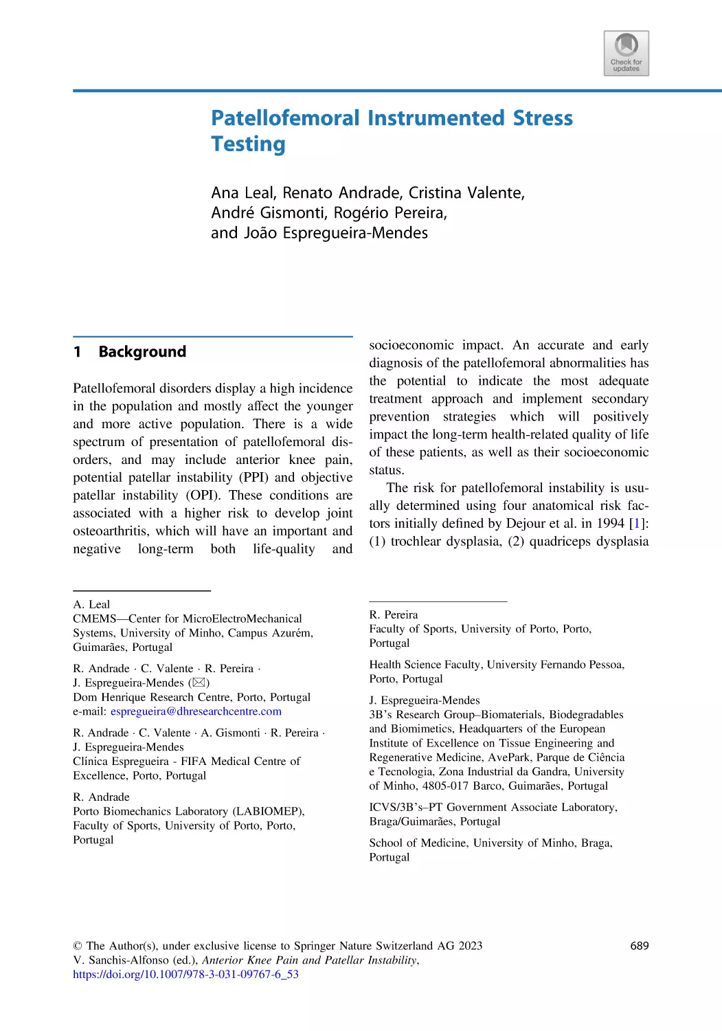 53 Patellofemoral Instrumented Stress Testing
1 Background