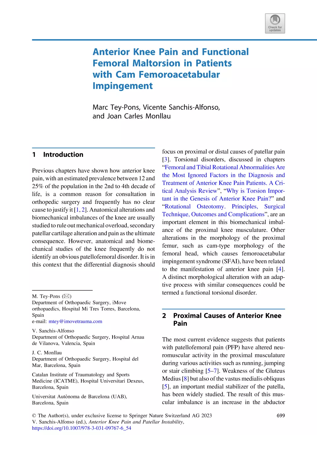 54 Anterior Knee Pain and Functional Femoral Maltorsion in Patients with Cam Femoroacetabular Impingement
1 Introduction
2 Proximal Causes of Anterior Knee Pain