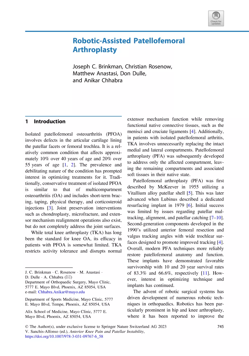 58 Robotic-Assisted Patellofemoral Arthroplasty
1 Introduction