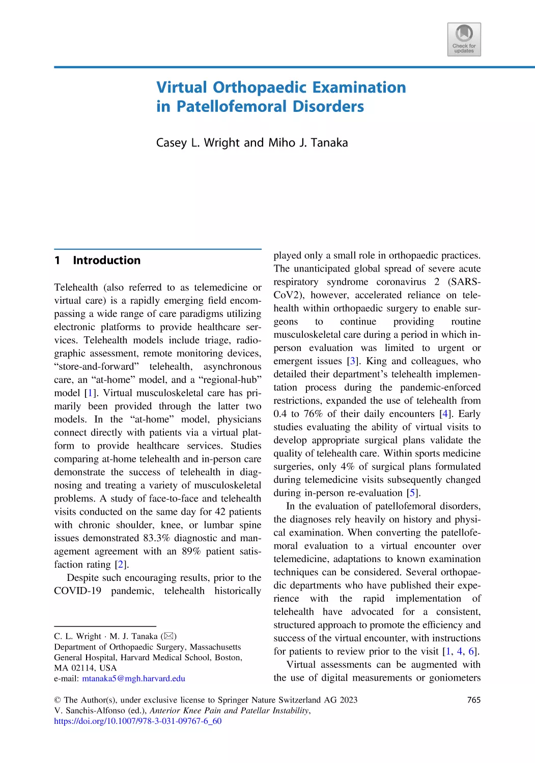 60 Virtual Orthopaedic Examination in Patellofemoral Disorders
1 Introduction