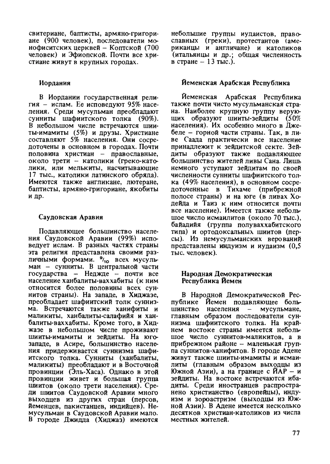 Иордания
Саудовская Аравия
Йеменская Арабская Республика
Народная Демократическая Республика Йемен