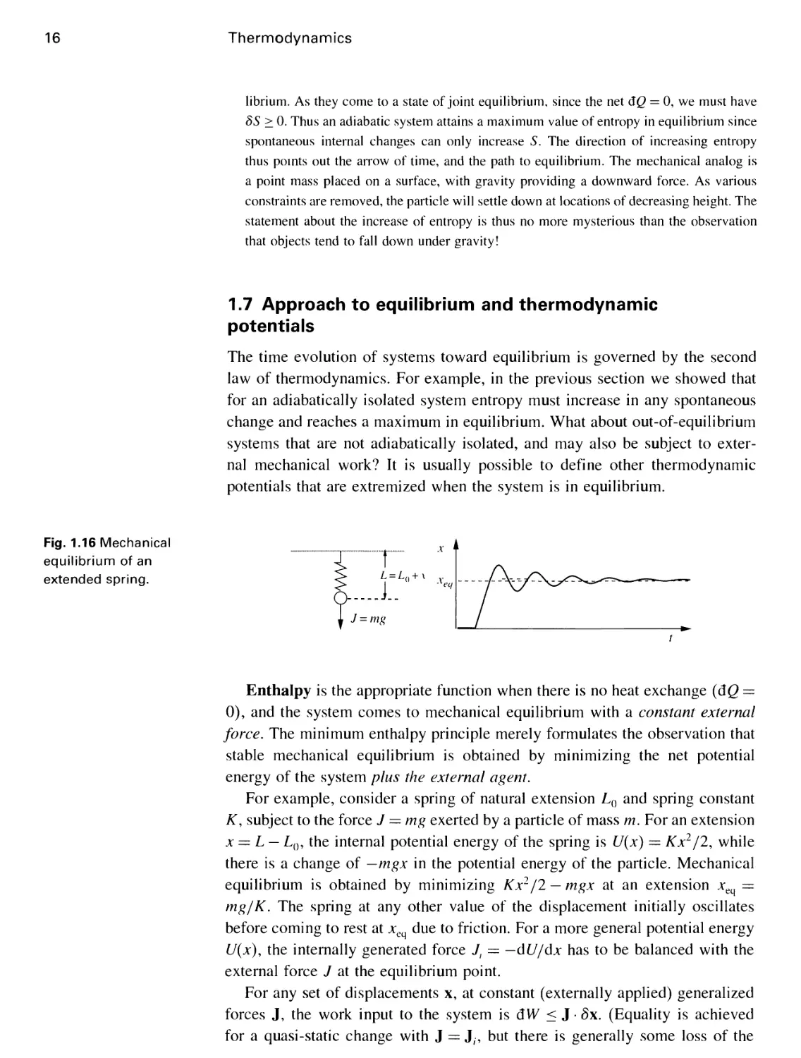1.7 Approach to equilibrium and thermodynamic potentials