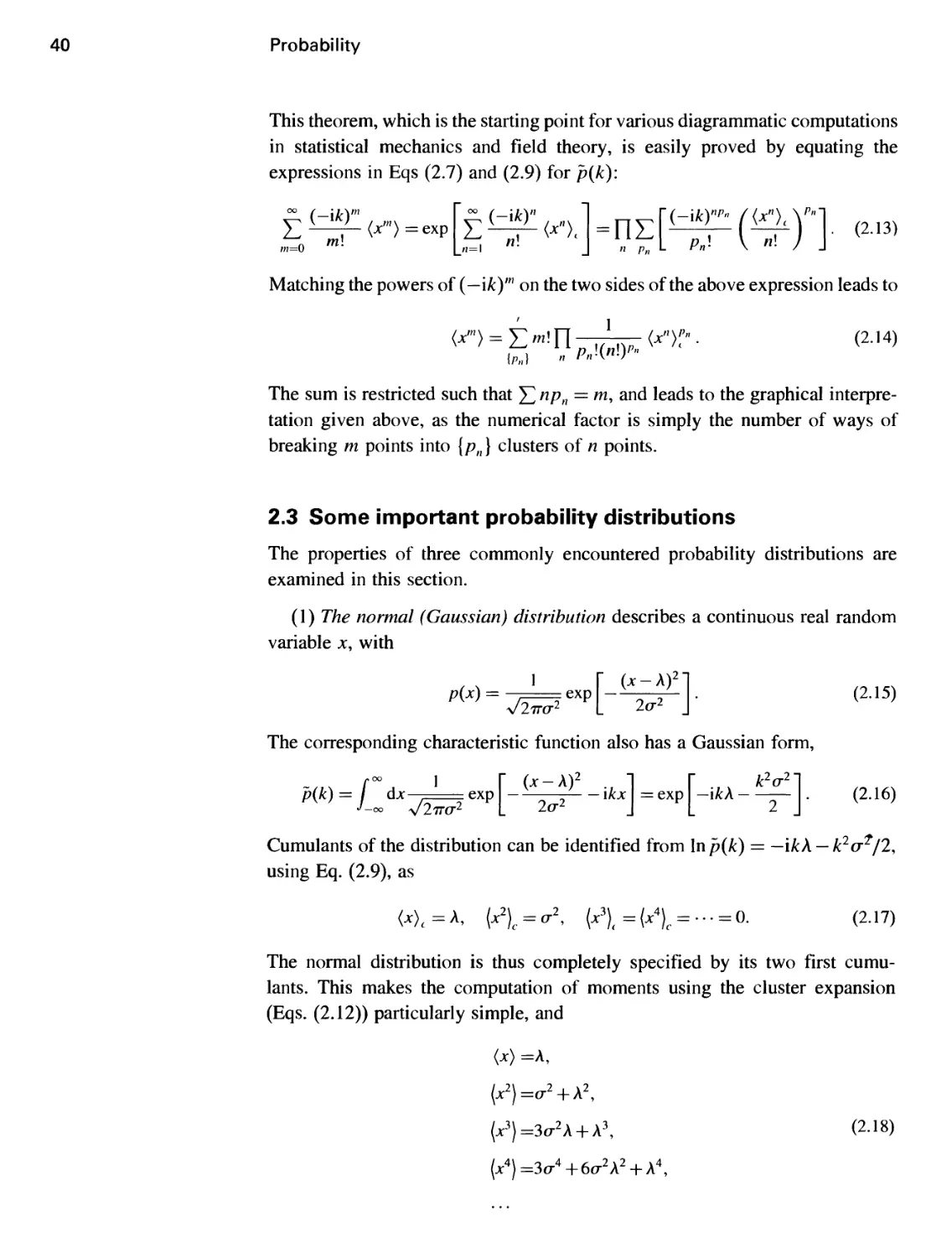 2.3 Some important probability distributions