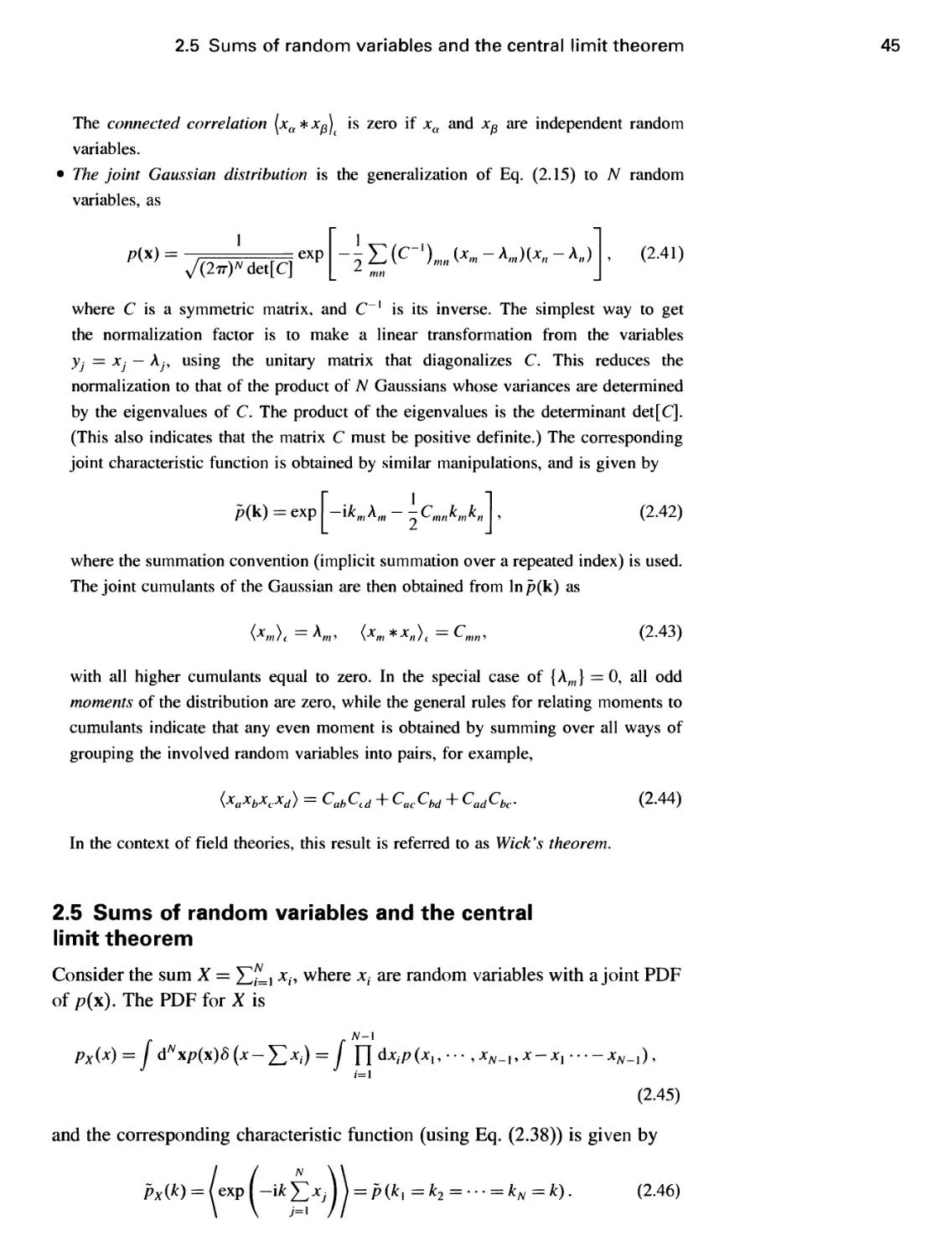 2.5 Sums of random variables and the central limit theorem