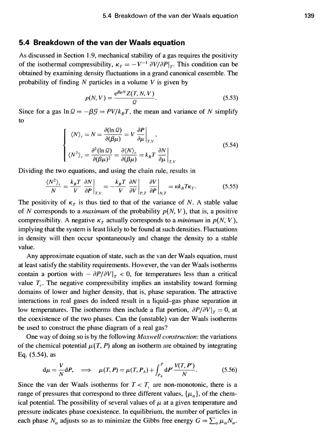 5.4 Breakdown of the van der Waals equation