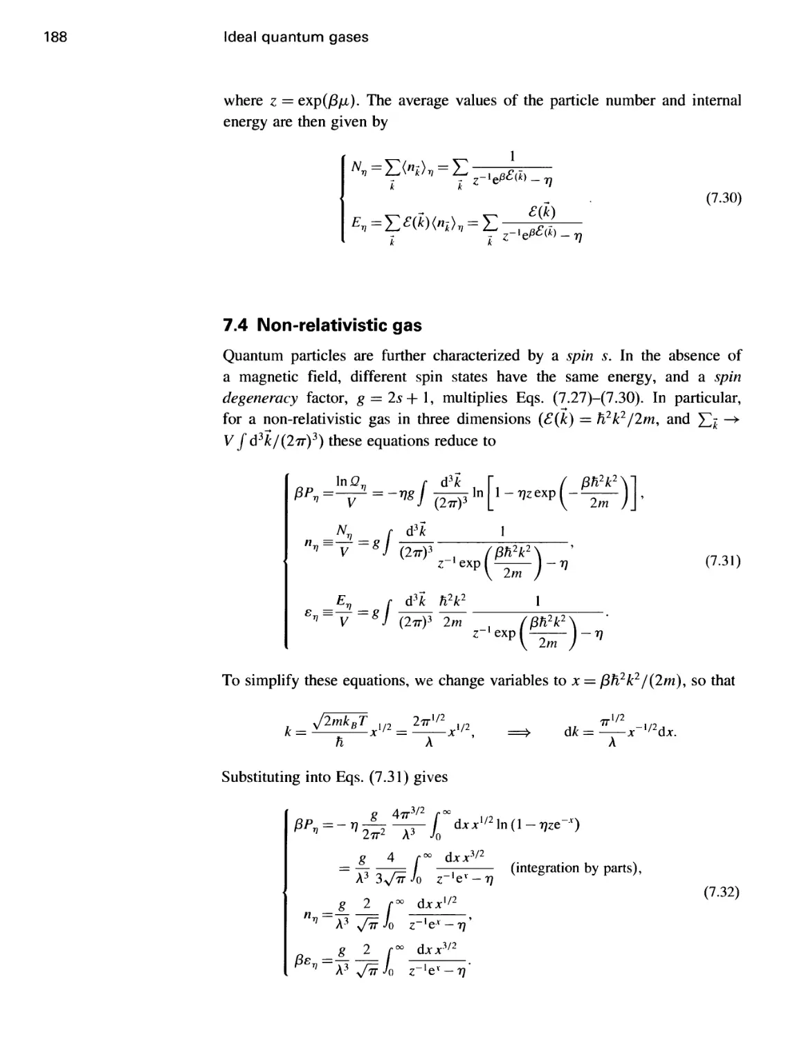 7.4 Non-relativistic gas