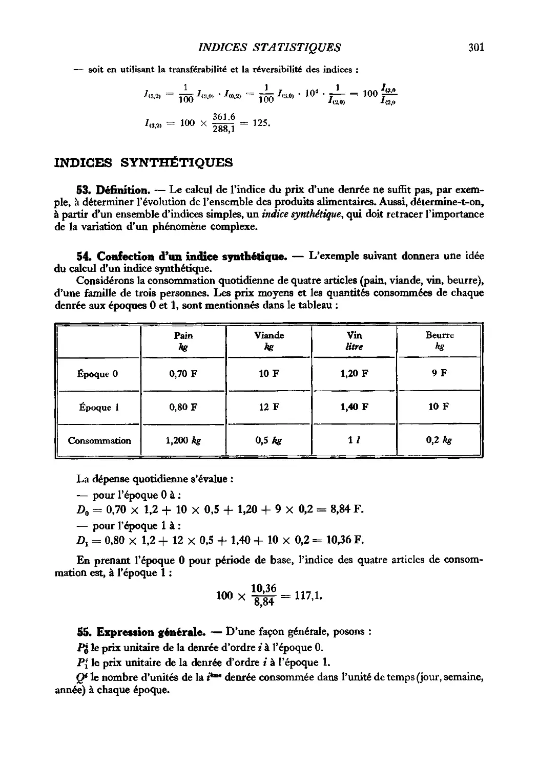 Indices synthétiques
54. Confection d’un indice synthétique
55. Expression générale