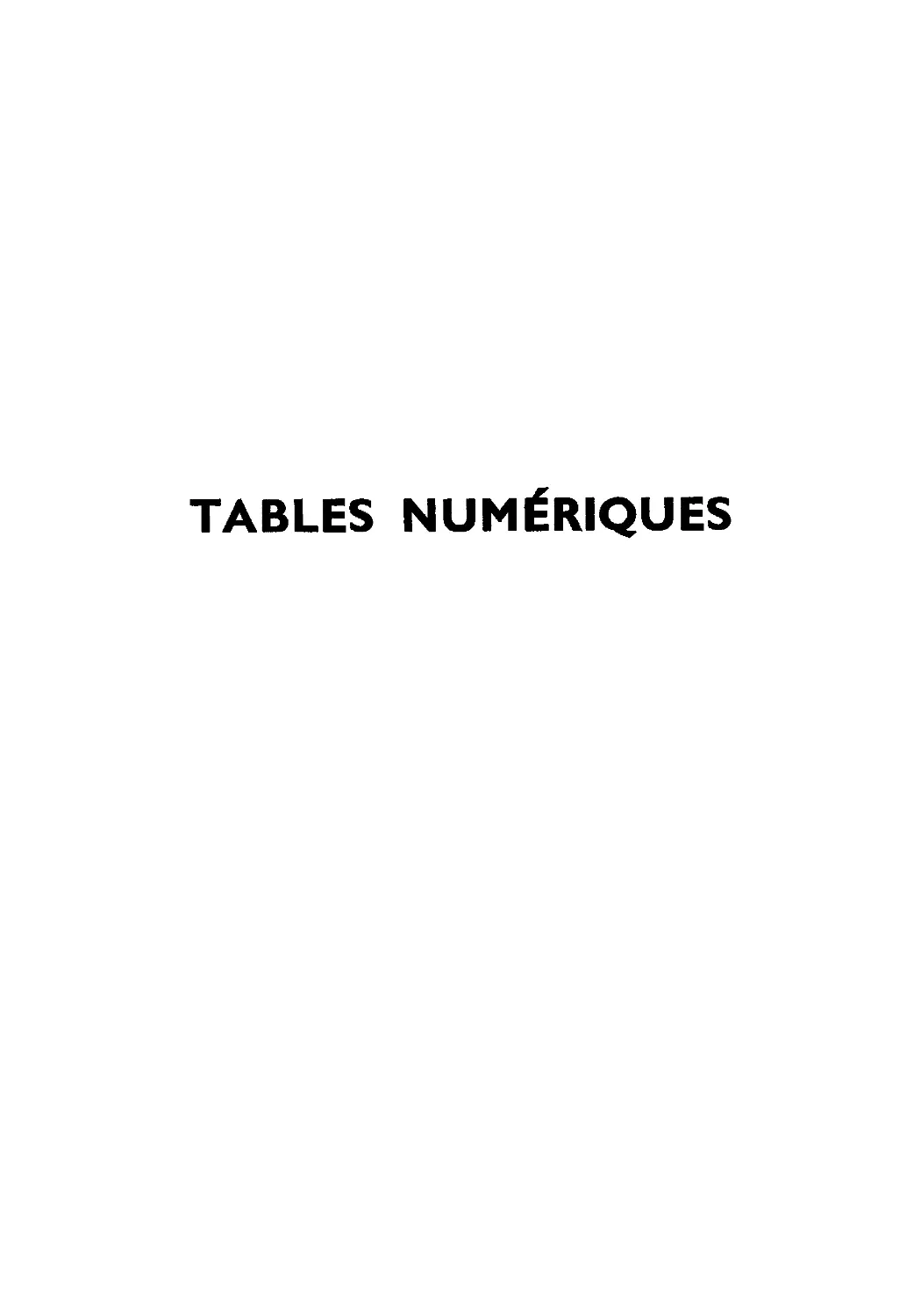 Tables numériques