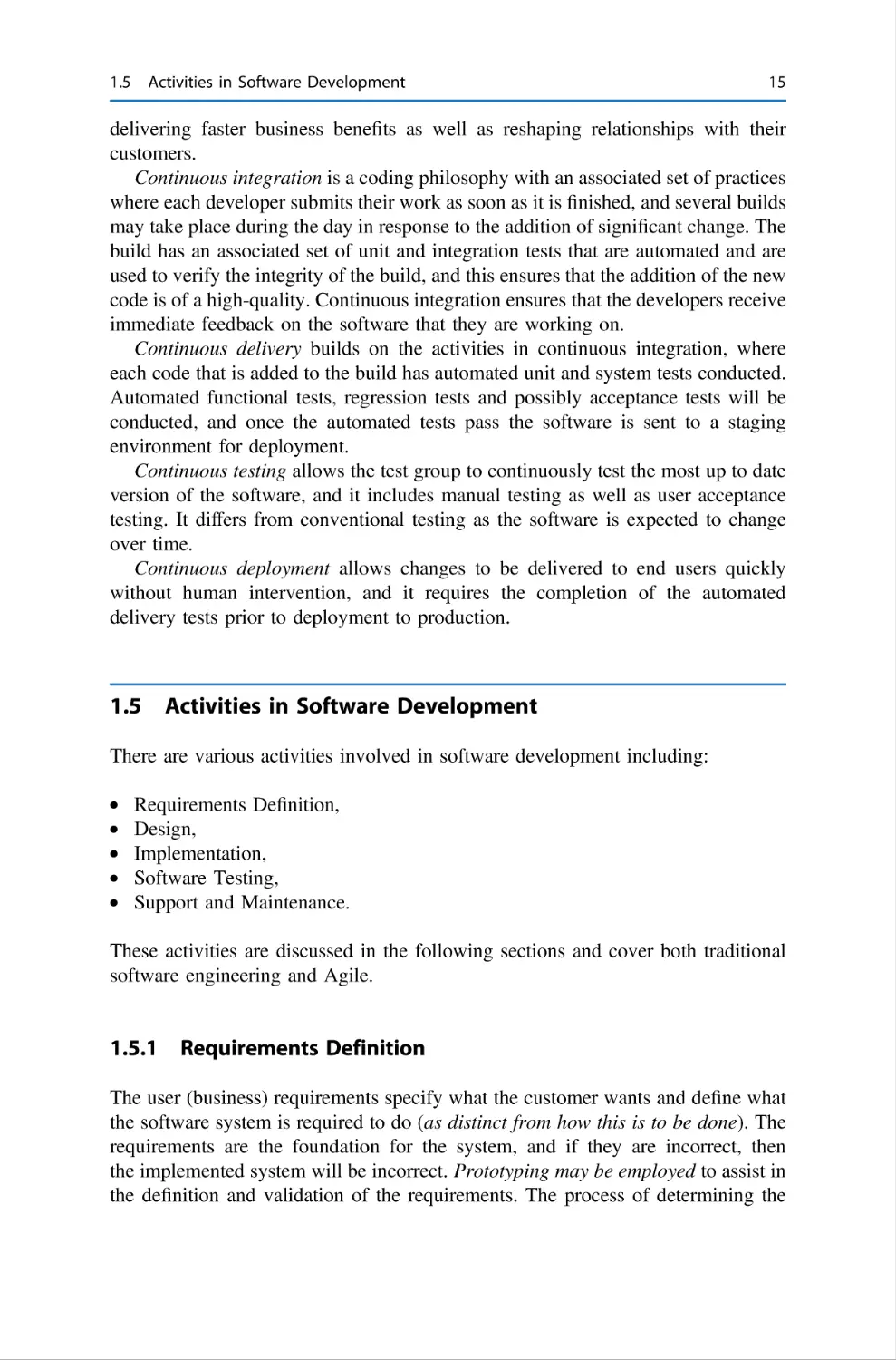 1.5 Activities in Software Development
1.5.1 Requirements Definition