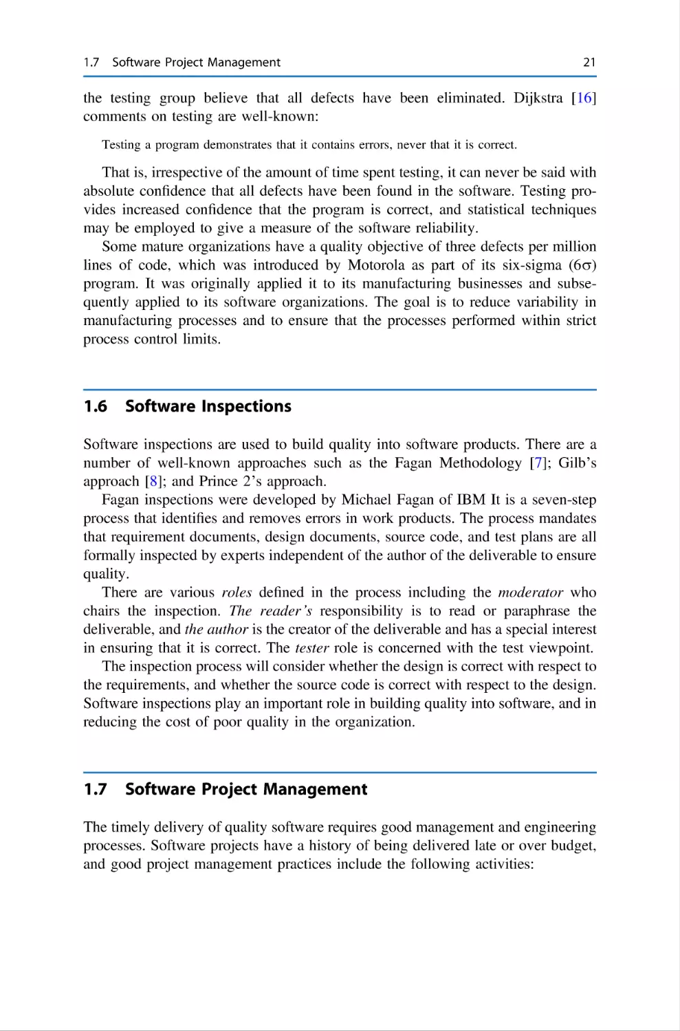 1.6 Software Inspections
1.7 Software Project Management