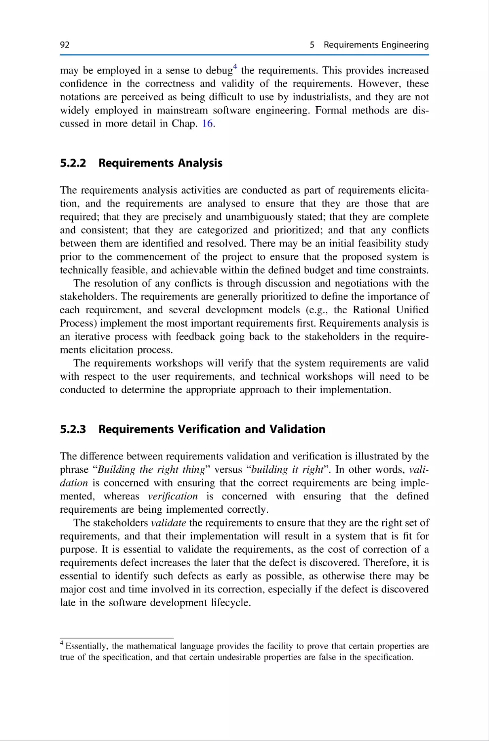 5.2.2 Requirements Analysis
5.2.3 Requirements Verification and Validation