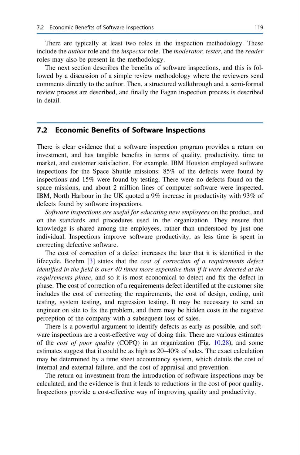 7.2 Economic Benefits of Software Inspections