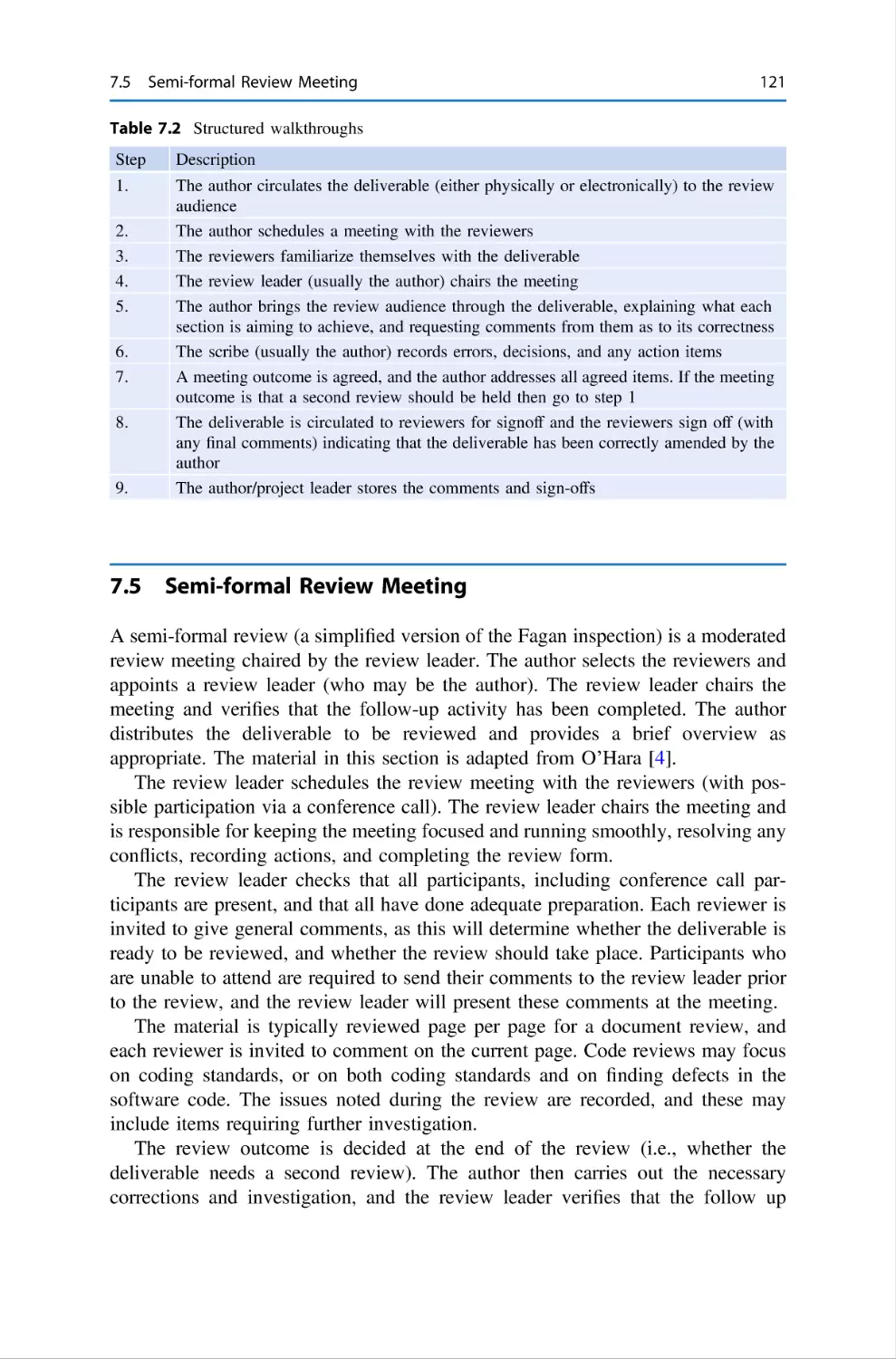 7.5 Semi-formal Review Meeting