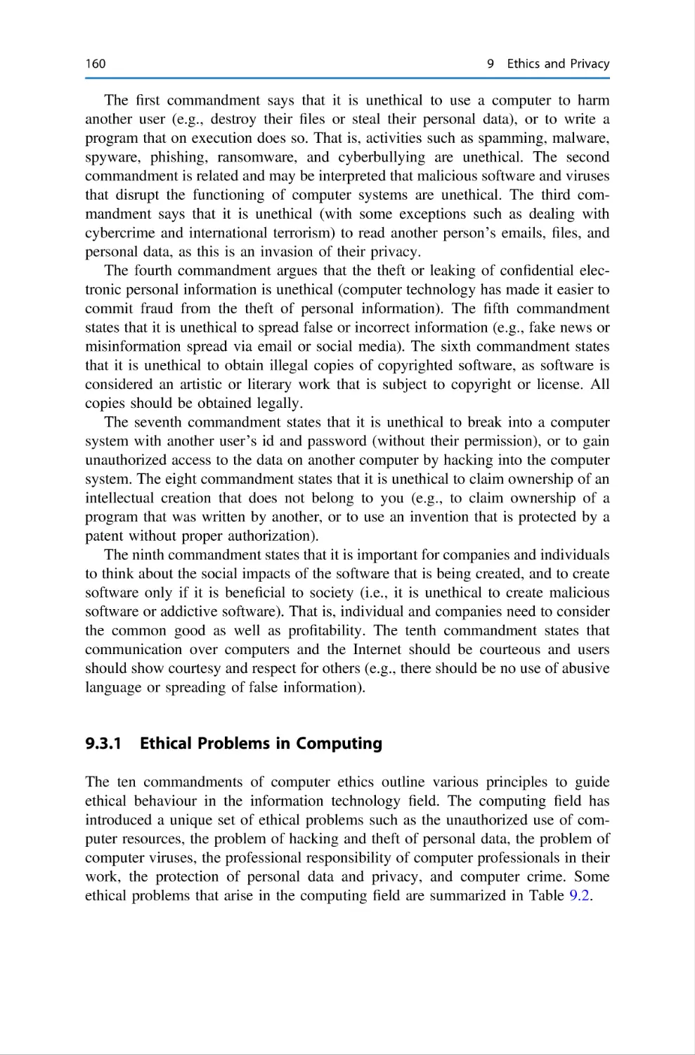 9.3.1 Ethical Problems in Computing