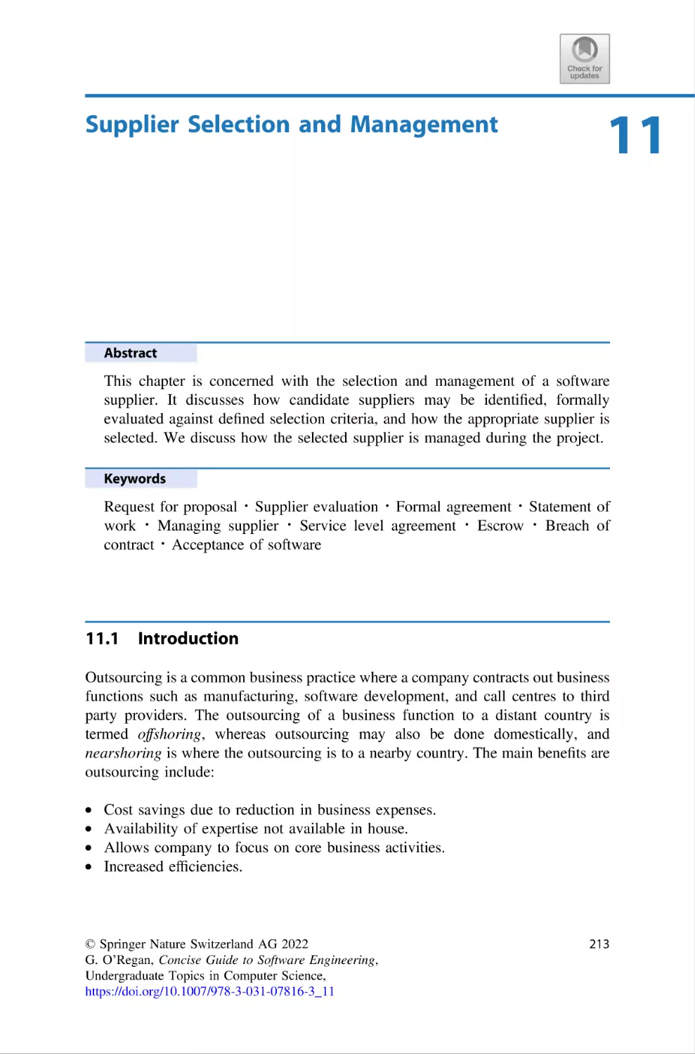 11 Supplier Selection and Management
11.1 Introduction