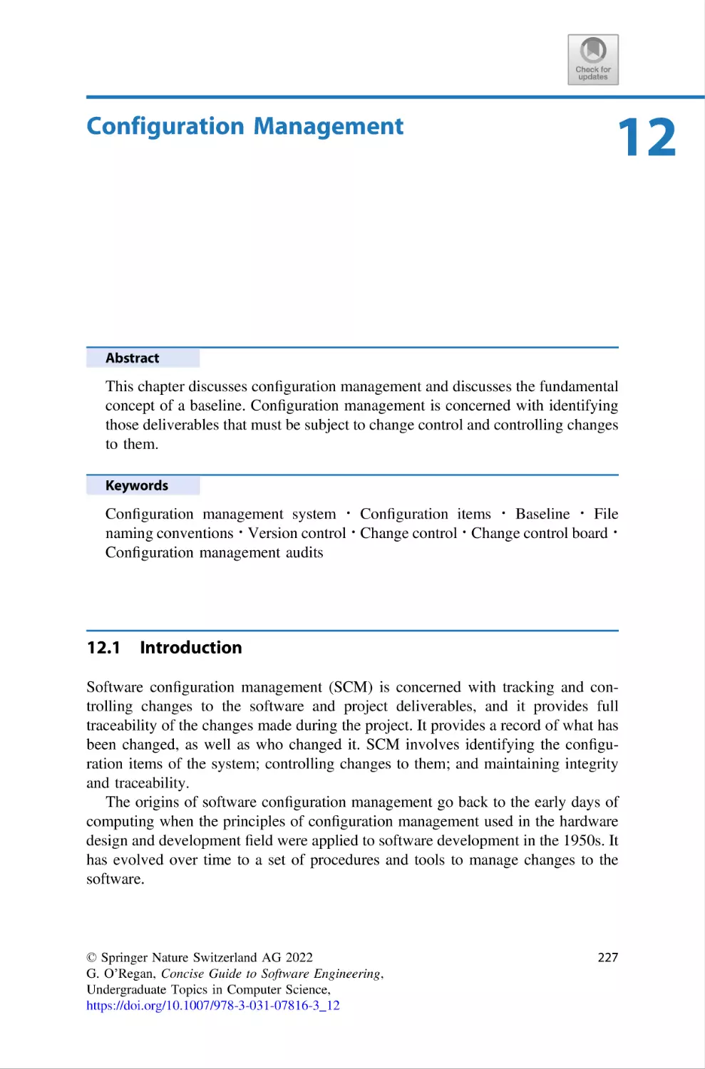 12 Configuration Management
12.1 Introduction