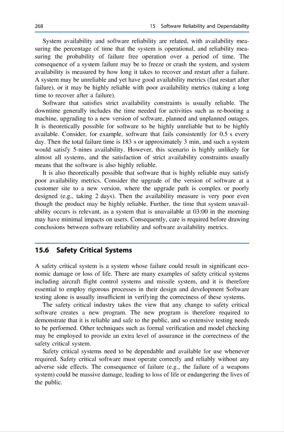 15.6 Safety Critical Systems