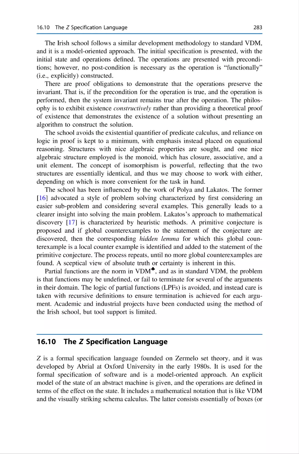 16.10 The Z Specification Language