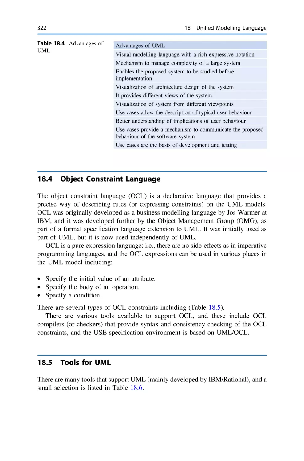 18.4 Object Constraint Language
18.5 Tools for UML