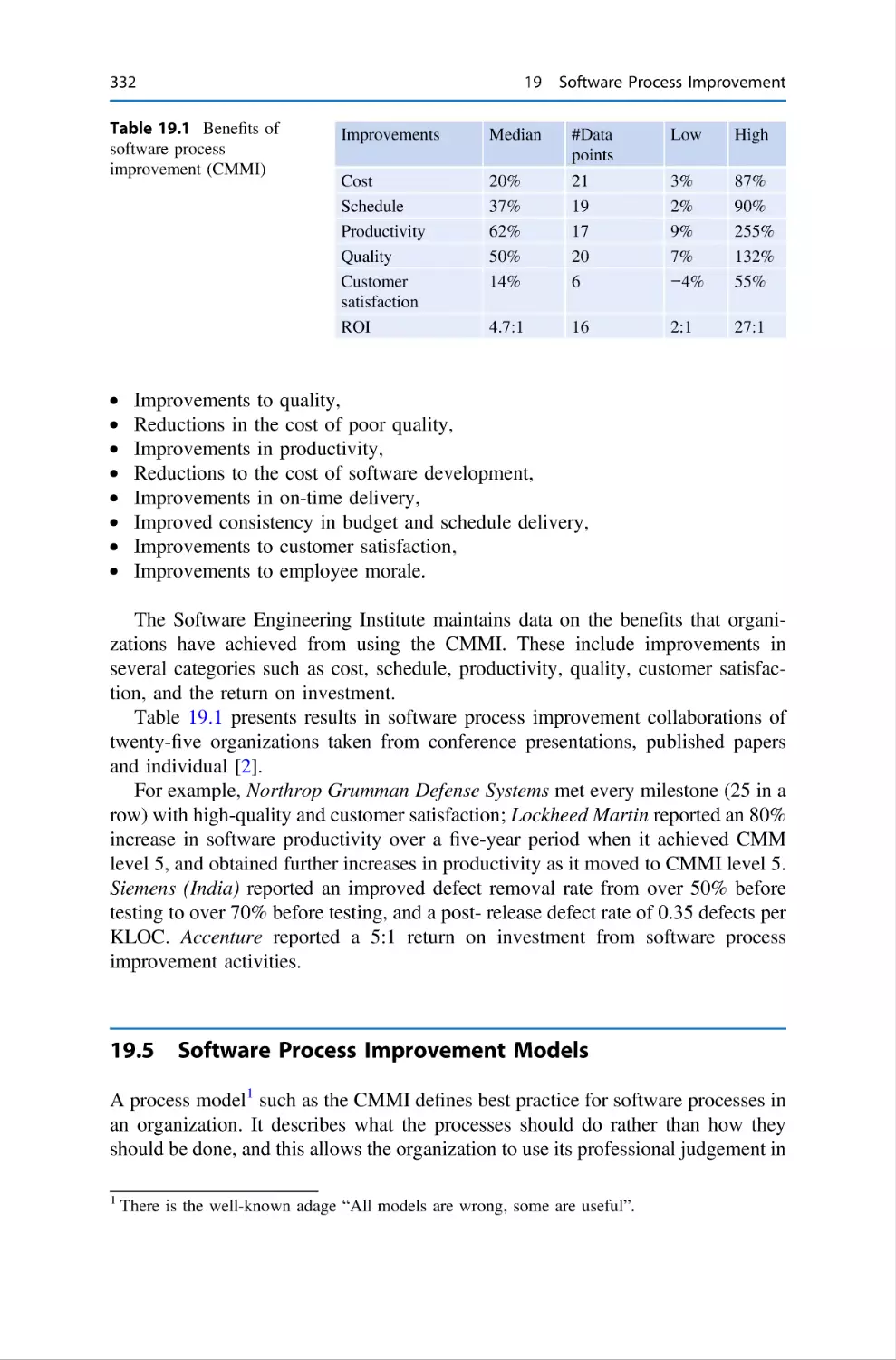 19.5 Software Process Improvement Models