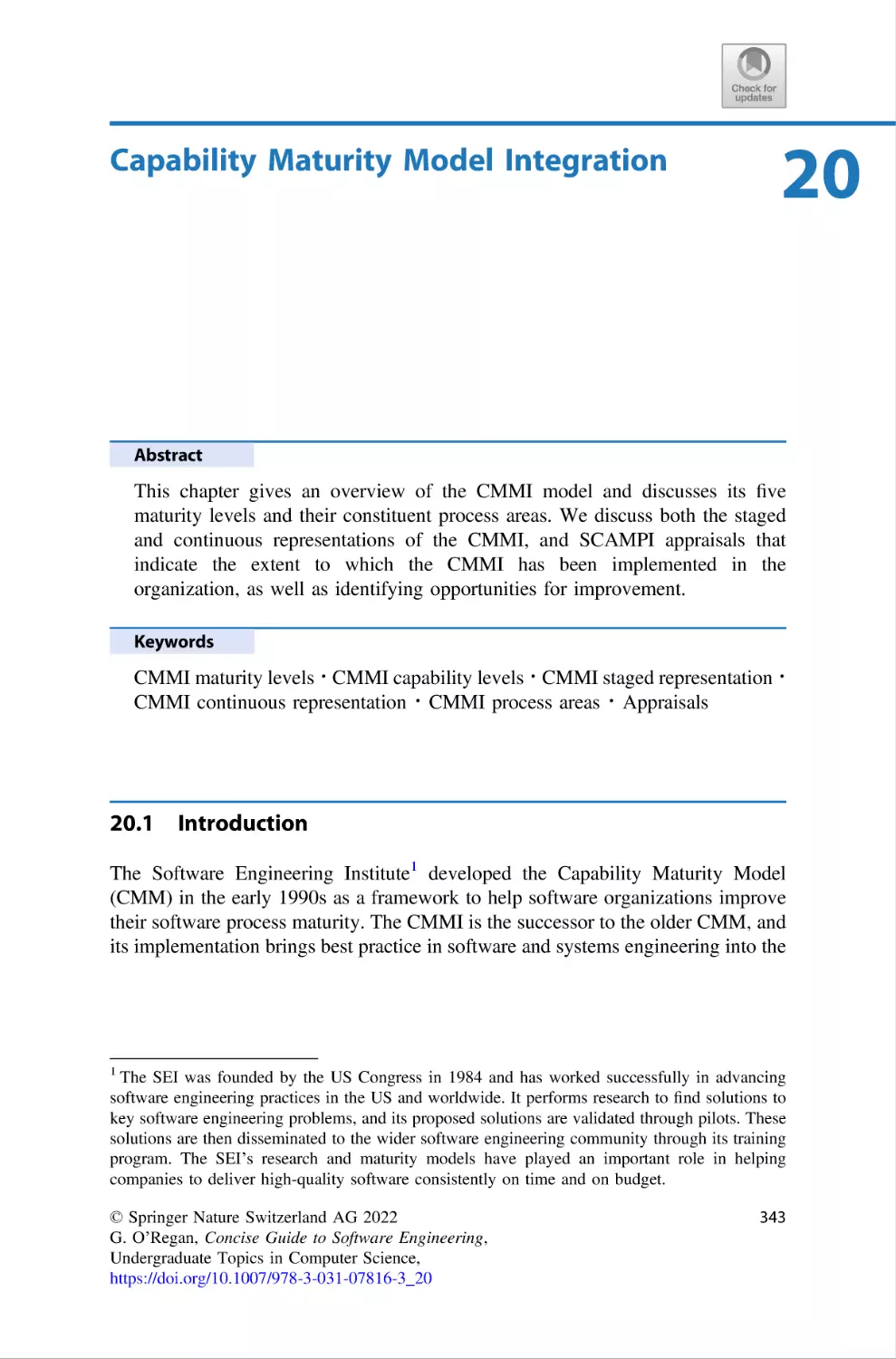 20 Capability Maturity Model Integration
20.1 Introduction