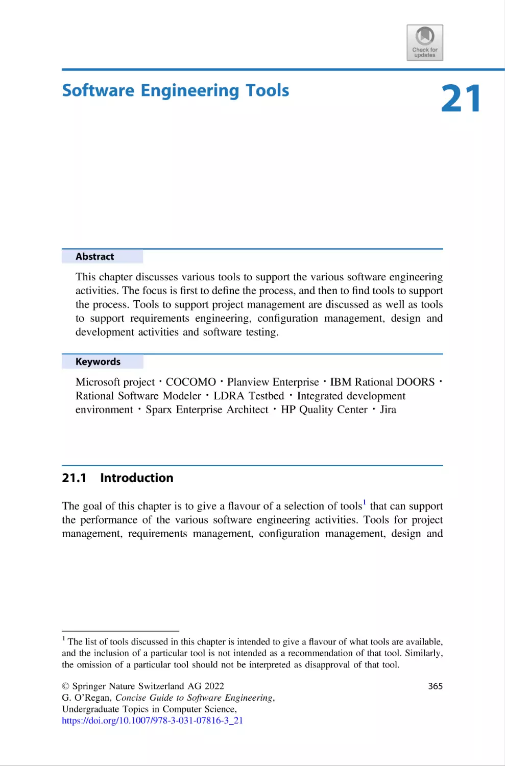 21 Software Engineering Tools
21.1 Introduction