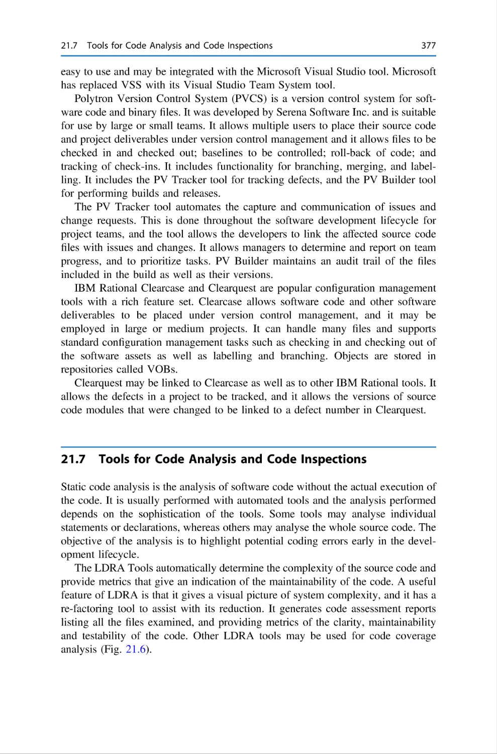 21.7 Tools for Code Analysis and Code Inspections
