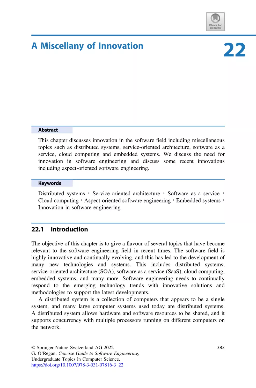 22 A Miscellany of Innovation
22.1 Introduction