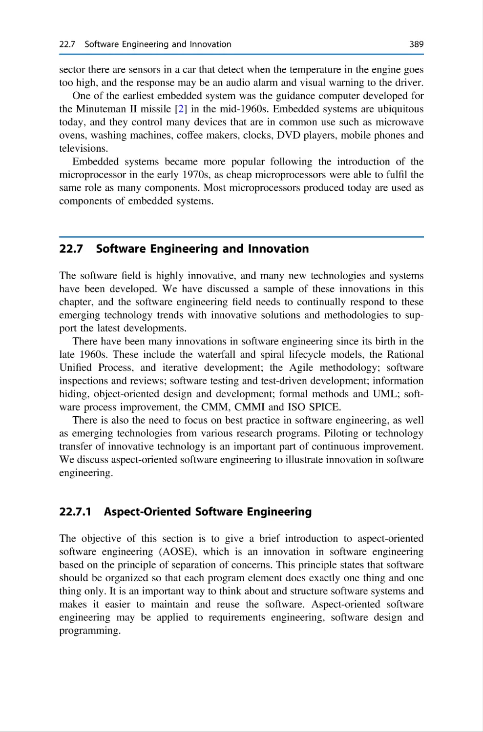 22.7 Software Engineering and Innovation
22.7.1 Aspect-Oriented Software Engineering