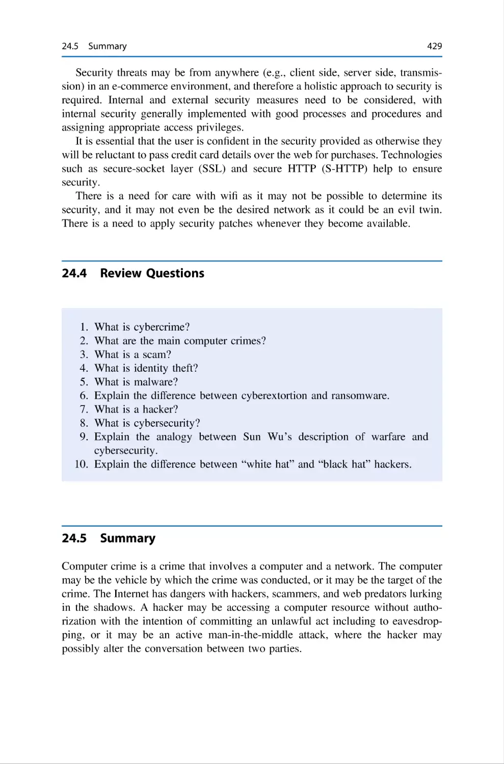 24.4 Review Questions
24.5 Summary