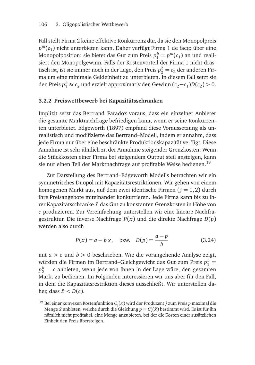 3.2.2 Preiswettbewerb bei Kapazitätsschranken