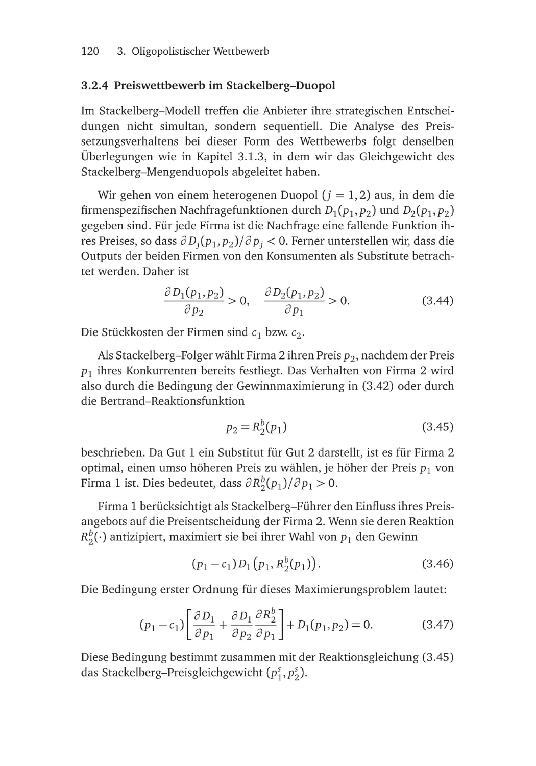 3.2.4 Preiswettbewerb im Stackelberg–Duopol