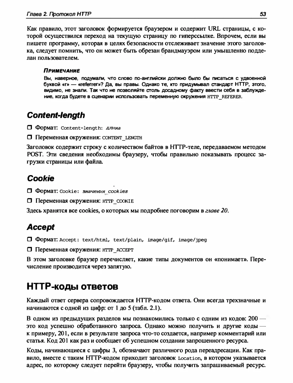 Content-length
Cookie
Accept
HTTP-коды ответов