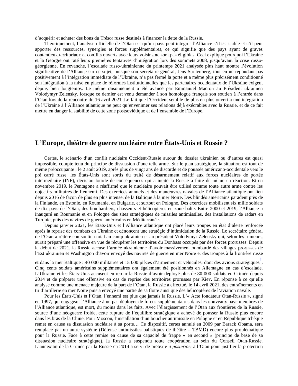 L’Europe, théâtre de guerre nucléaire entre États-Unis et Russie ?