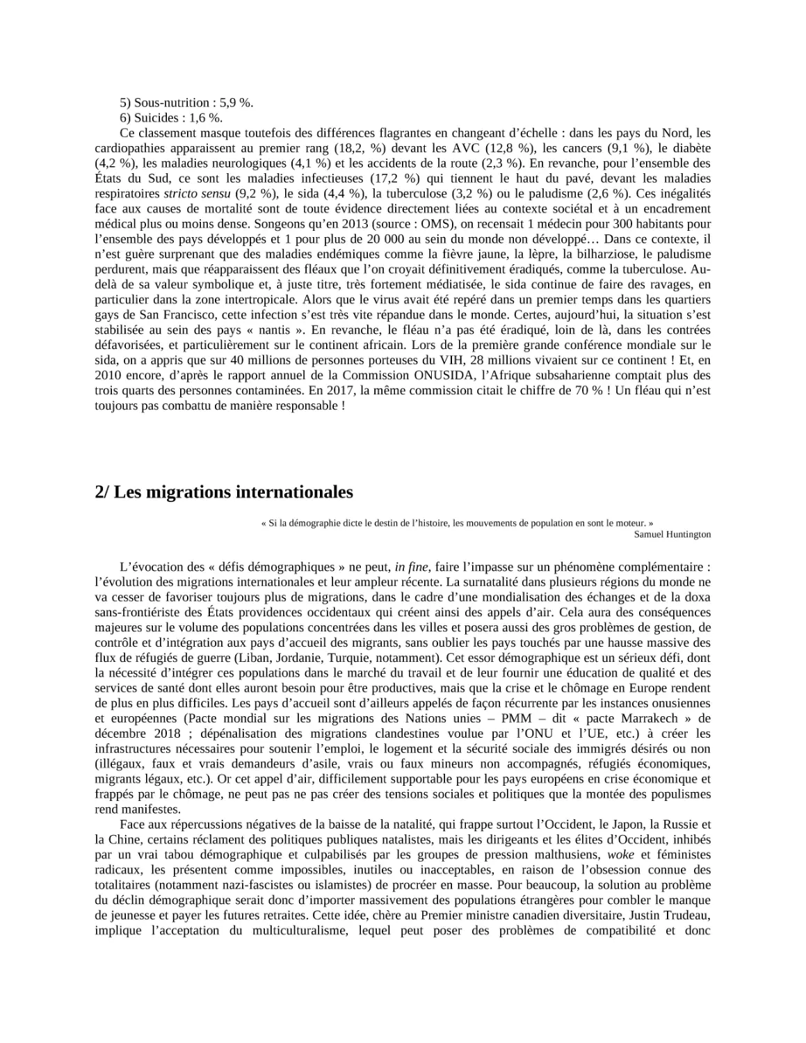 2/ Les migrations internationales