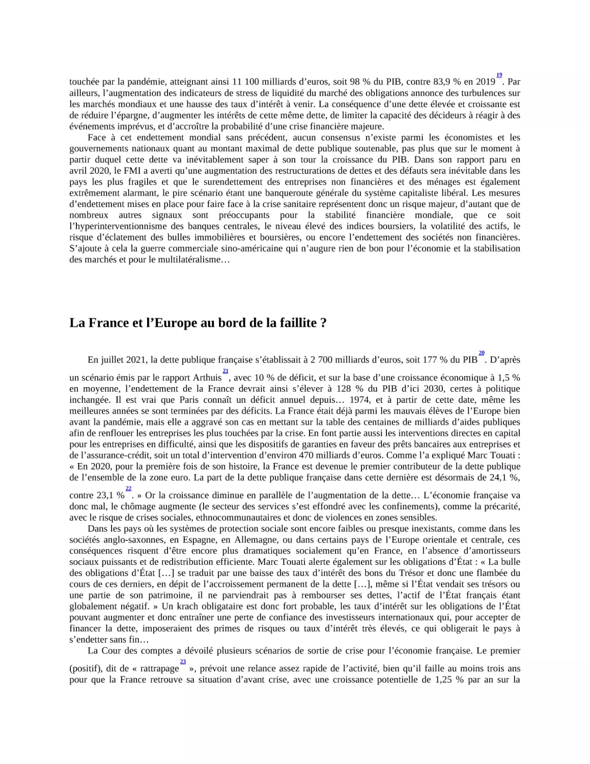 La France et l’Europe au bord de la faillite ?