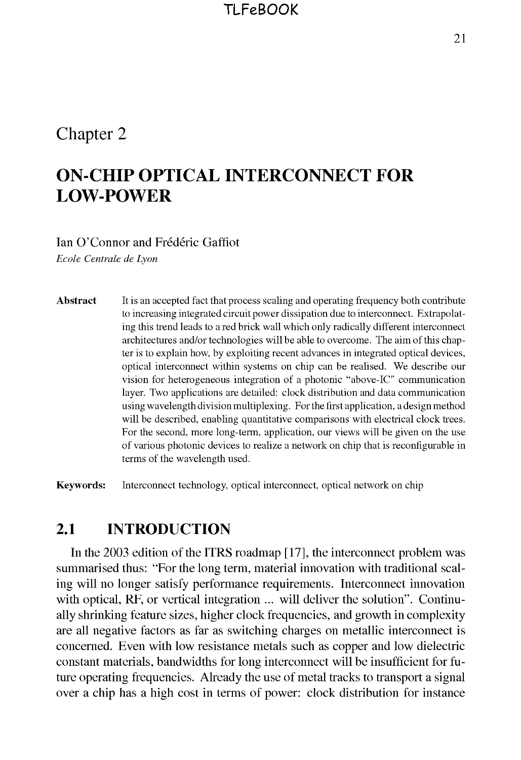 2. ON-CHIP OPTICAL INTERCONNECT FOR LOW-POWER