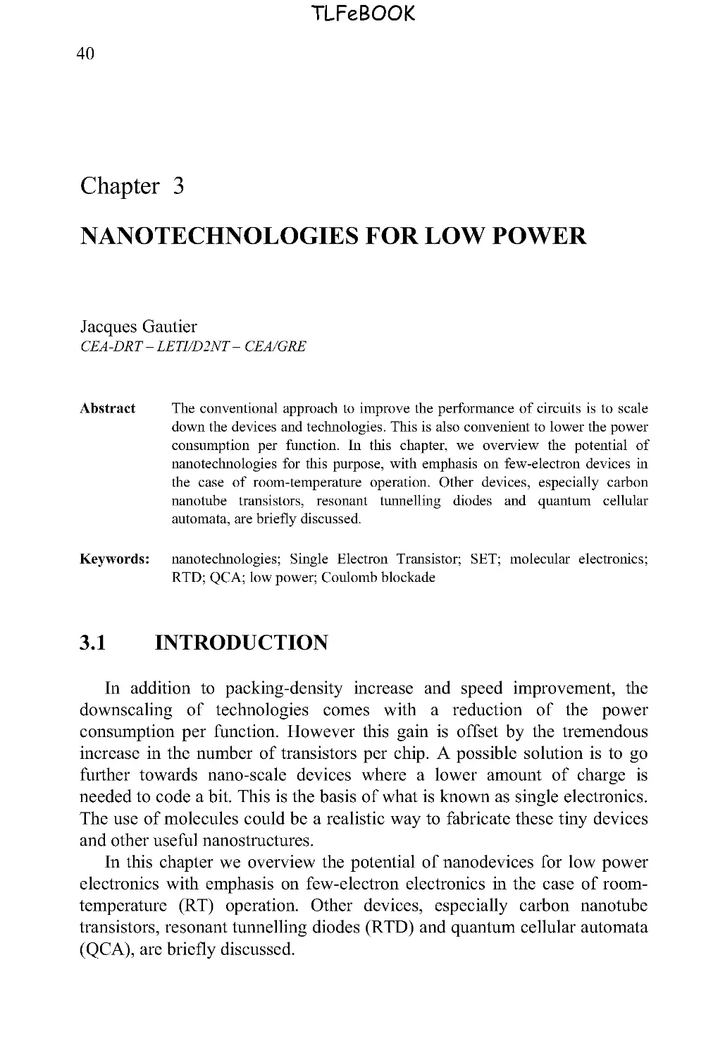 3. NANOTECHNOLOGIES FOR LOW POWER