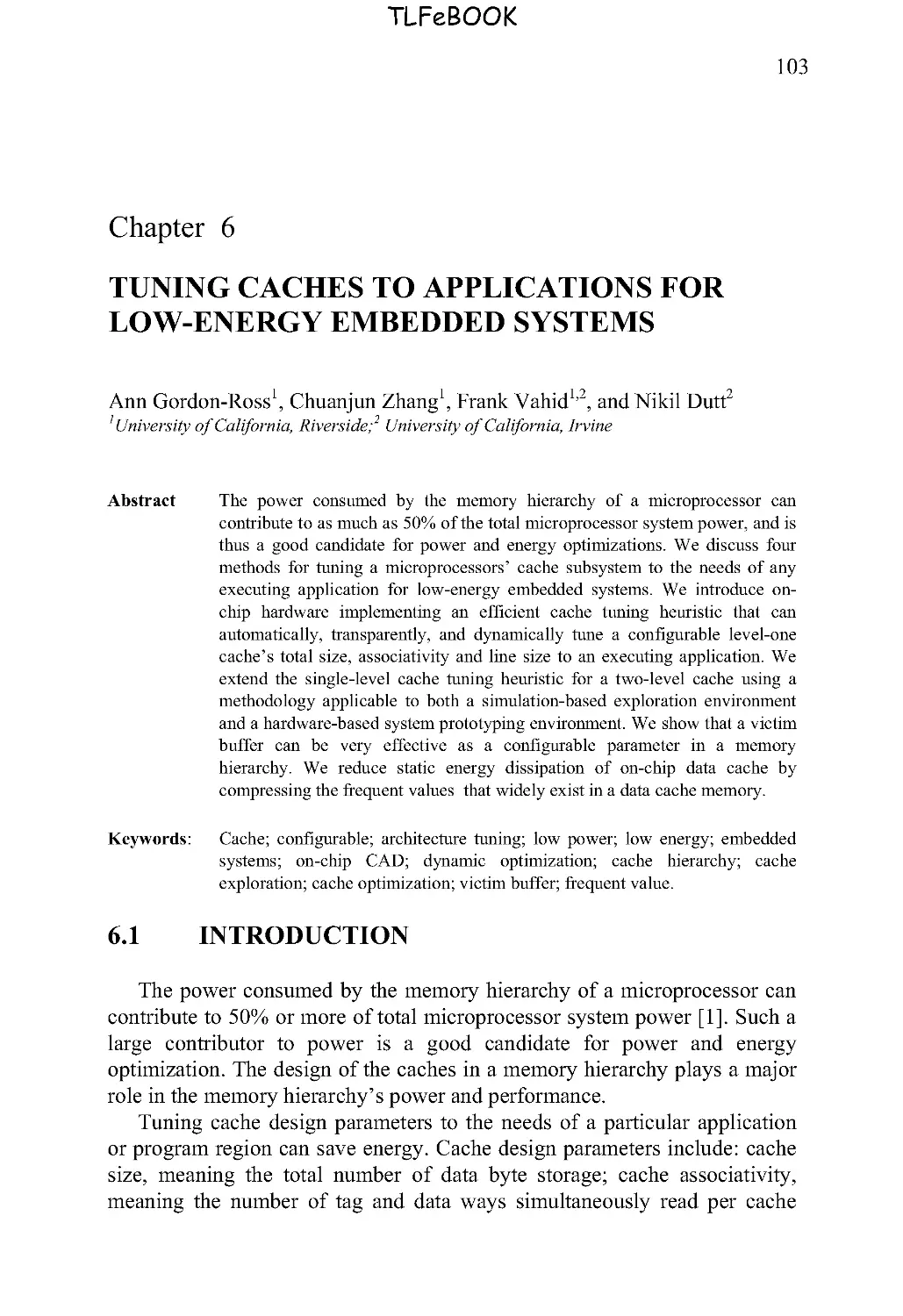 6. TUNING CACHES TO APPLICATIONS FOR LOW-ENERGY EMBEDDED SYSTEMS