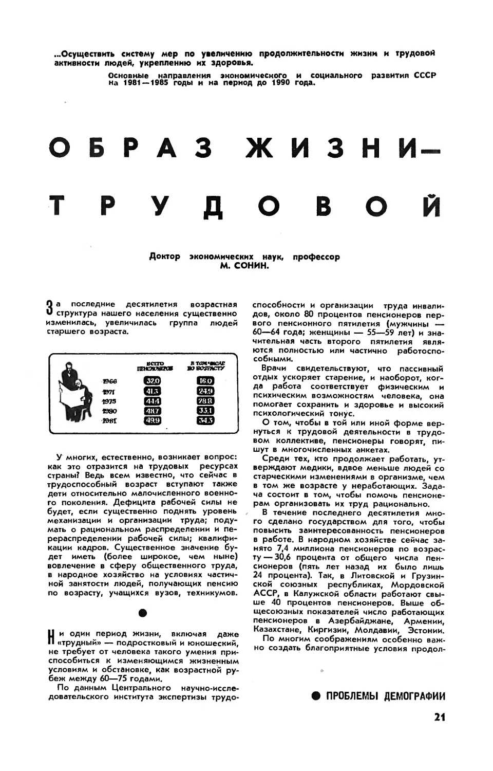 М. СОНИН, докт. экон. наук — Образ жизни — трудовой