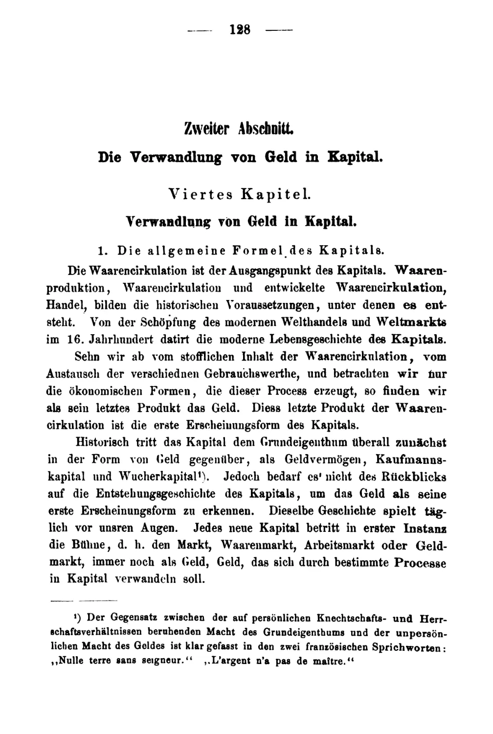 ZWEITER ABSCHNITT. Die Verwandlung von Geld in Kapital