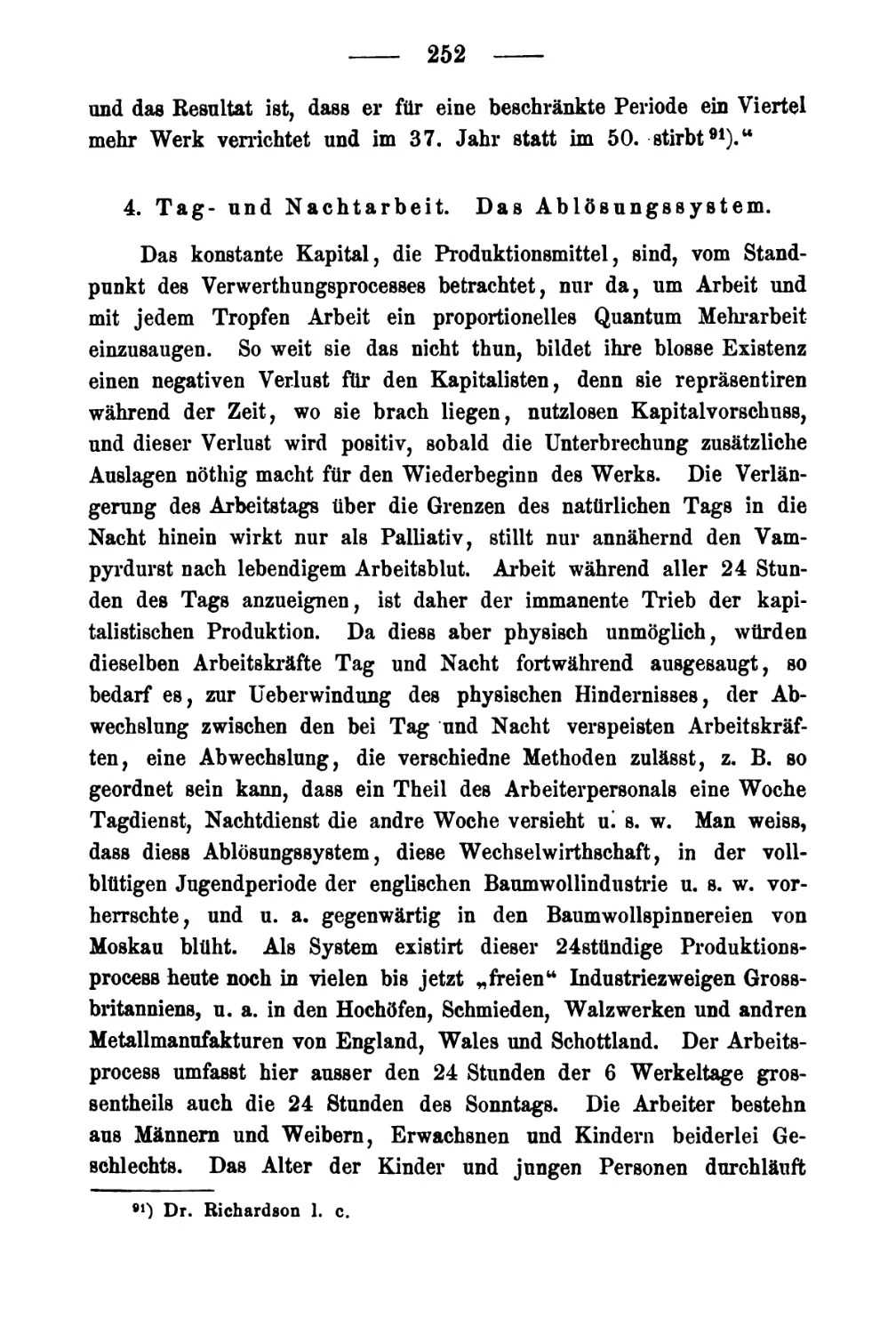 4. Tag- und Nachtarbeit. Das Ablösungssystem