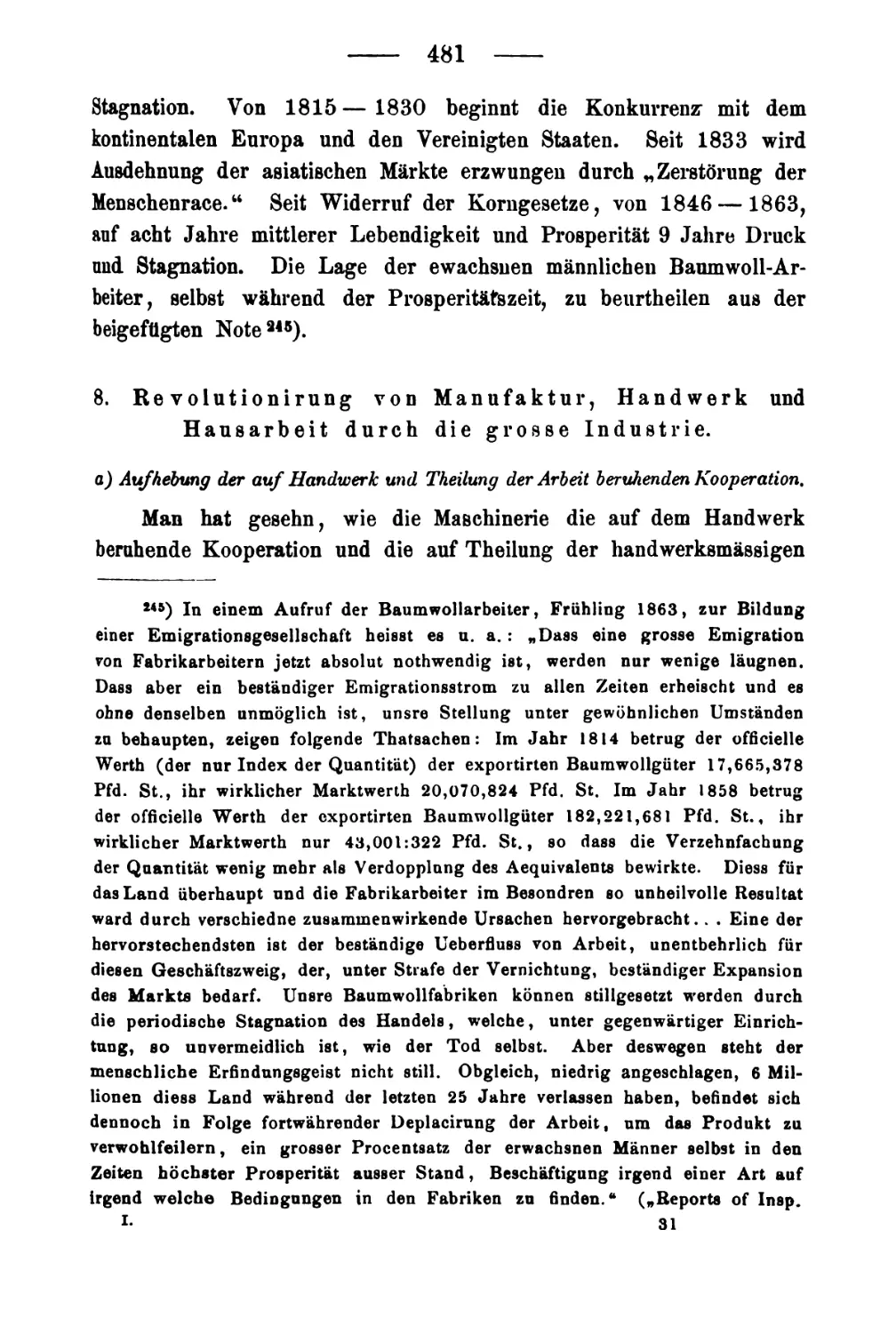 8. Revolutionierung von Manufaktur, Handwerk und Hausarbeit durch die große Industrie